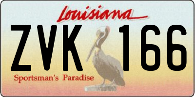 LA license plate ZVK166