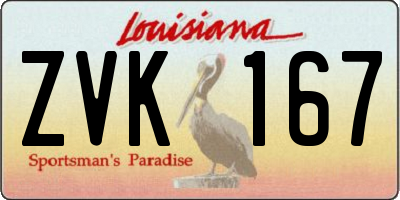 LA license plate ZVK167