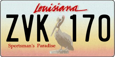 LA license plate ZVK170