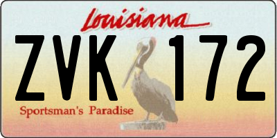 LA license plate ZVK172