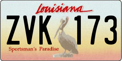 LA license plate ZVK173