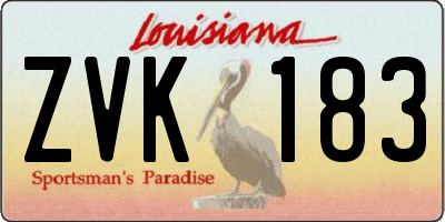 LA license plate ZVK183