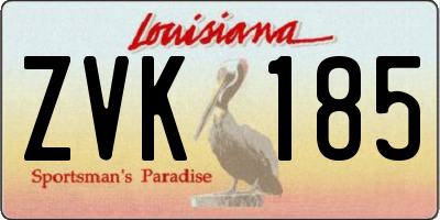 LA license plate ZVK185