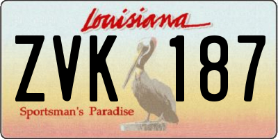 LA license plate ZVK187