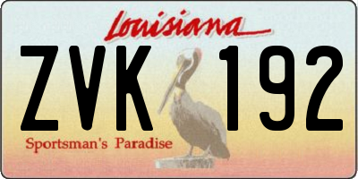 LA license plate ZVK192