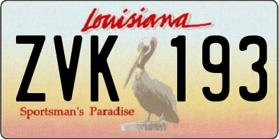 LA license plate ZVK193