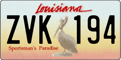 LA license plate ZVK194