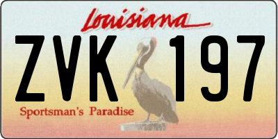 LA license plate ZVK197