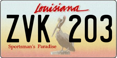 LA license plate ZVK203