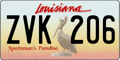 LA license plate ZVK206