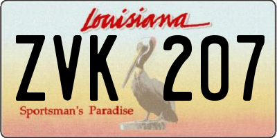 LA license plate ZVK207