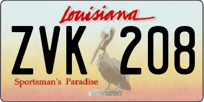 LA license plate ZVK208