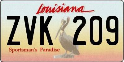 LA license plate ZVK209