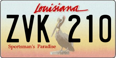 LA license plate ZVK210