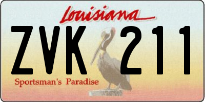 LA license plate ZVK211