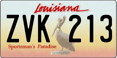 LA license plate ZVK213