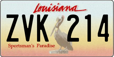 LA license plate ZVK214