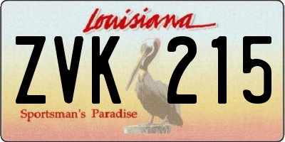 LA license plate ZVK215