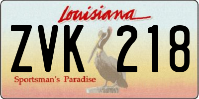 LA license plate ZVK218