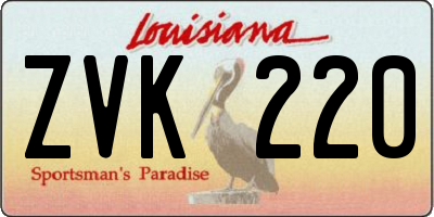 LA license plate ZVK220