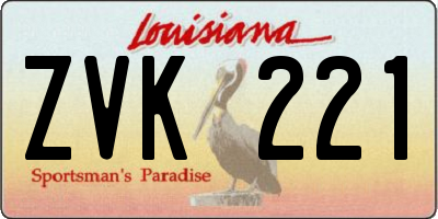 LA license plate ZVK221