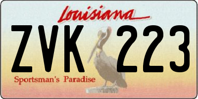 LA license plate ZVK223