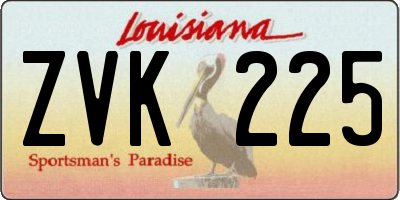 LA license plate ZVK225