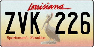 LA license plate ZVK226