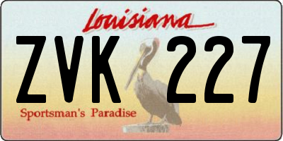 LA license plate ZVK227