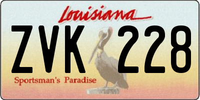 LA license plate ZVK228