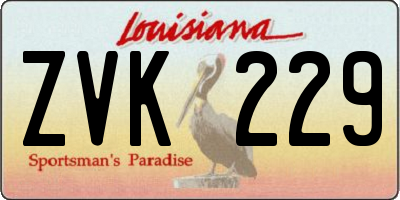 LA license plate ZVK229