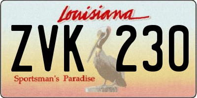 LA license plate ZVK230