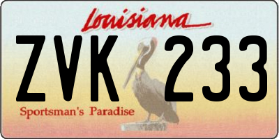 LA license plate ZVK233