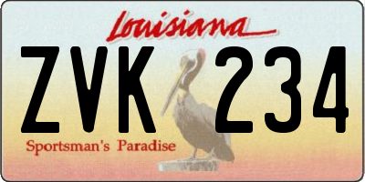 LA license plate ZVK234