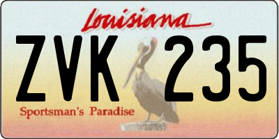 LA license plate ZVK235