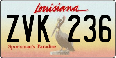 LA license plate ZVK236