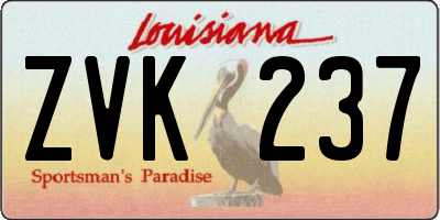 LA license plate ZVK237