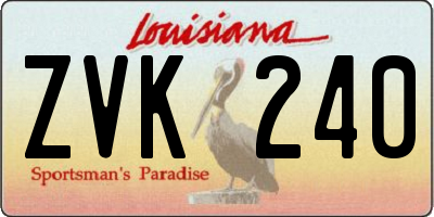 LA license plate ZVK240