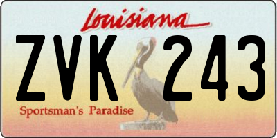 LA license plate ZVK243