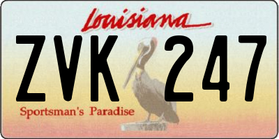 LA license plate ZVK247