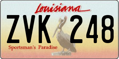 LA license plate ZVK248