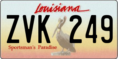 LA license plate ZVK249