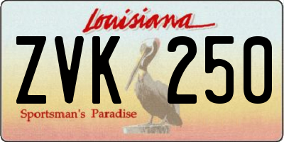 LA license plate ZVK250