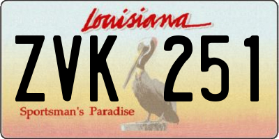 LA license plate ZVK251