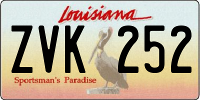 LA license plate ZVK252