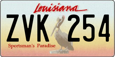 LA license plate ZVK254