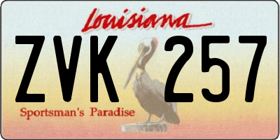 LA license plate ZVK257