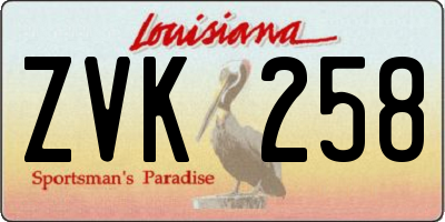 LA license plate ZVK258