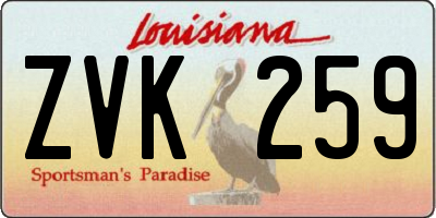 LA license plate ZVK259