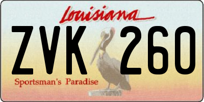 LA license plate ZVK260